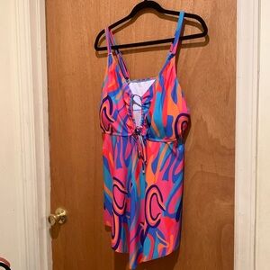 Vibrant Multicolor Swimsuit with Cut-Out size 3XL
